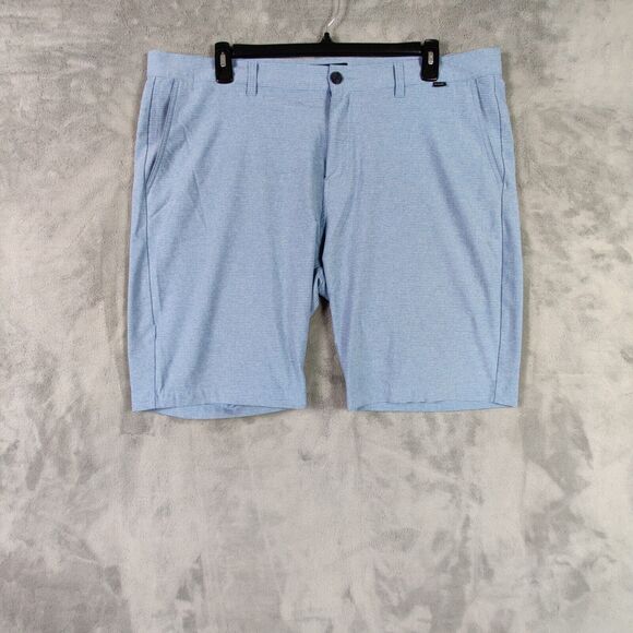 Travis Mathew Shorts Men 42 Blue Performance Stretch Golf Golfer Striped 42x10 - Picture 1 of 5
